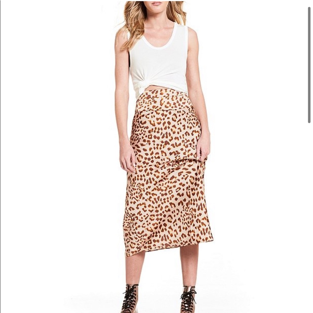 Free People Leopard Print Midi Skirt
